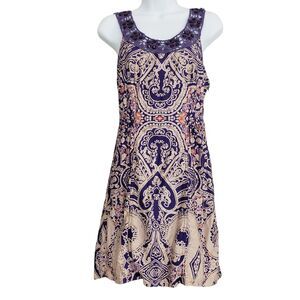 Free People Folklore Paisley Dress Womens Size 4 Jewel Trim Boho